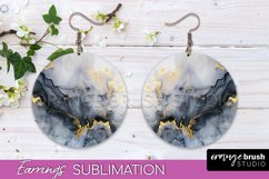 Marble Texture Round Earring Sublimation, Abstract Earrings Product Image 1