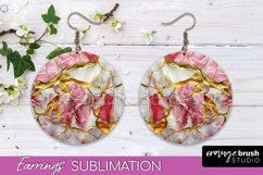 Marble Texture Round Earring Sublimation, Abstract Earrings Product Image 1