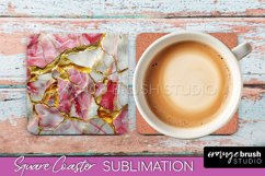 Marble Texture Square Coaster Sublimation - Marble Coaster Product Image 1