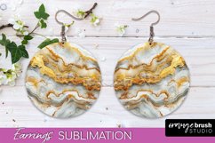 Marble Texture Round Earring Sublimation, Abstract Earrings Product Image 1