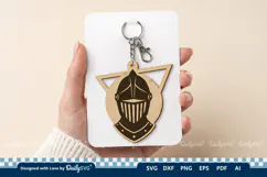 Medieval Helmet Geometric Keychain SVG | Knight Design Product Image 2