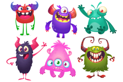 Funny cartoon monsters set with different face expressions Product Image 1