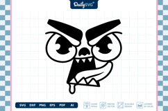 Monster Face SVG - Cartoon Monster Face Cut File Product Image 1