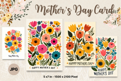 Mother&#039;s Day Card Happy MOM flower Printable Gift Card_5 Product Image 1