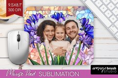 Stained Glass Photo Mouse Pad PNG - Flowers Picture Frame Product Image 1