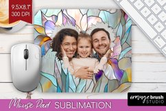 Stained Glass Photo Mouse Pad PNG - Flowers Picture Frame Product Image 1