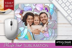 Stained Glass Photo Mouse Pad PNG - Flowers Picture Frame Product Image 1