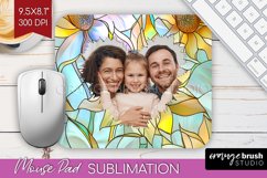 Stained Glass Photo Mouse Pad PNG - Flowers Picture Frame Product Image 1
