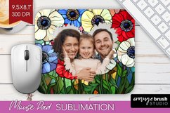 Stained Glass Photo Mouse Pad PNG - Flowers Picture Frame Product Image 1