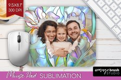 Stained Glass Photo Mouse Pad PNG - Flowers Picture Frame Product Image 1