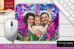 Stained Glass Photo Mouse Pad PNG - Flowers Picture Frame Product Image 1