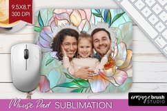 Stained Glass Photo Mouse Pad PNG - Flowers Picture Frame Product Image 1