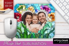 Stained Glass Photo Mouse Pad PNG - Flowers Picture Frame Product Image 1