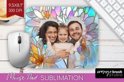 Stained Glass Photo Mouse Pad PNG - Flowers Picture Frame Product Image 1