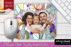 Stained Glass Photo Mouse Pad PNG - Flowers Picture Frame Product Image 1