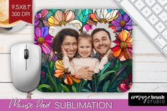 Stained Glass Photo Mouse Pad PNG - Flowers Picture Frame Product Image 1
