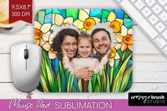 Stained Glass Photo Mouse Pad PNG - Flowers Picture Frame Product Image 1
