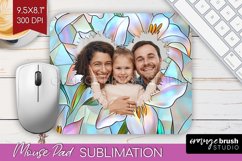 Stained Glass Photo Mouse Pad PNG - Flowers Picture Frame Product Image 1