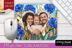 Stained Glass Photo Mouse Pad PNG - Flowers Picture Frame Product Image 1