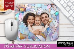 Stained Glass Photo Mouse Pad PNG - Flowers Picture Frame Product Image 1