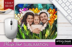 Stained Glass Photo Mouse Pad PNG - Flowers Picture Frame Product Image 1