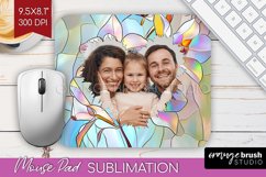 Stained Glass Photo Mouse Pad PNG - Flowers Picture Frame Product Image 1