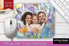 Stained Glass Photo Mouse Pad PNG - Flowers Picture Frame Product Image 1