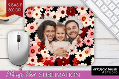 Retro Flowers Photo Mouse Pad PNG - Floral Picture Frame Pad Product Image 1