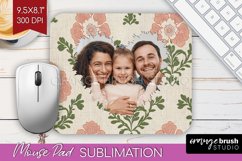 Flowers Photo Mouse Pad PNG - Vintage Floral Picture Frame Product Image 1