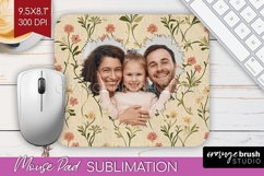 Flowers Photo Mouse Pad PNG - Vintage Floral Picture Frame Product Image 1