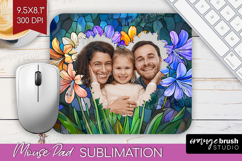 Stained Glass Photo Mouse Pad PNG - Flowers Picture Frame Product Image 1