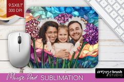 Stained Glass Photo Mouse Pad PNG - Flowers Picture Frame Product Image 1