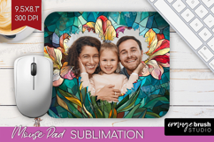 Stained Glass Photo Mouse Pad PNG - Flowers Picture Frame Product Image 1