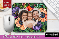 Stained Glass Photo Mouse Pad PNG - Flowers Picture Frame Product Image 1