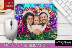 Stained Glass Photo Mouse Pad PNG - Flowers Picture Frame Product Image 1