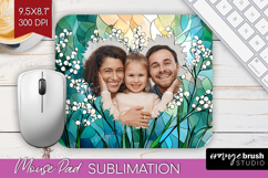 Stained Glass Photo Mouse Pad PNG - Flowers Picture Frame Product Image 1