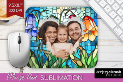 Stained Glass Photo Mouse Pad PNG - Flowers Picture Frame Product Image 1