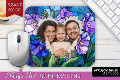 Stained Glass Photo Mouse Pad PNG - Flowers Picture Frame Product Image 1