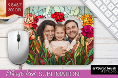 Stained Glass Photo Mouse Pad PNG - Flowers Picture Frame Product Image 1