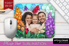 Stained Glass Photo Mouse Pad PNG - Flowers Picture Frame Product Image 1