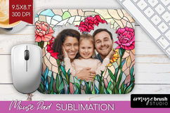 Stained Glass Photo Mouse Pad PNG - Flowers Picture Frame Product Image 1