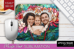 Stained Glass Photo Mouse Pad PNG - Flowers Picture Frame Product Image 1