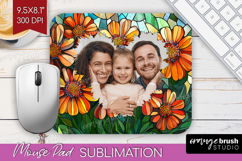 Stained Glass Photo Mouse Pad PNG - Flowers Picture Frame Product Image 1