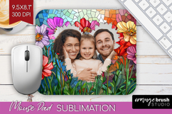 Stained Glass Photo Mouse Pad PNG - Flowers Picture Frame Product Image 1