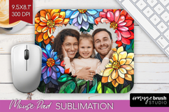 Stained Glass Photo Mouse Pad PNG - Flowers Picture Frame Product Image 1