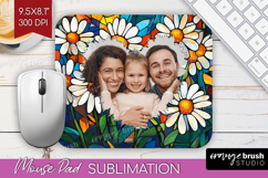 Stained Glass Photo Mouse Pad PNG - Flowers Picture Frame Product Image 1