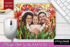 Stained Glass Photo Mouse Pad PNG - Flowers Picture Frame Product Image 1