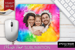Tie Dye Photo Mouse Pad PNG - Rainbow Picture Frame Mouse Product Image 1
