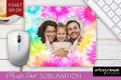 Tie Dye Photo Mouse Pad PNG - Rainbow Picture Frame Mouse Product Image 1
