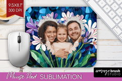 Stained Glass Photo Mouse Pad PNG - Flowers Picture Frame Product Image 1